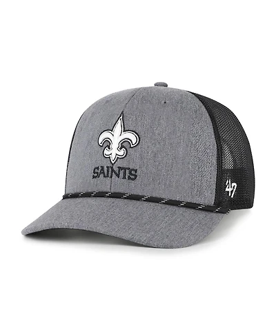 '47 Brand Men's Heather Charcoal New Orleans Saints Carbon Rope Trucker Adjustable Hat