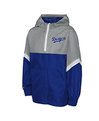 Mitchell & Ness Men's Royal/Gray Los Angeles Dodgers Lightweight Anorak Half-Zip Hoodie