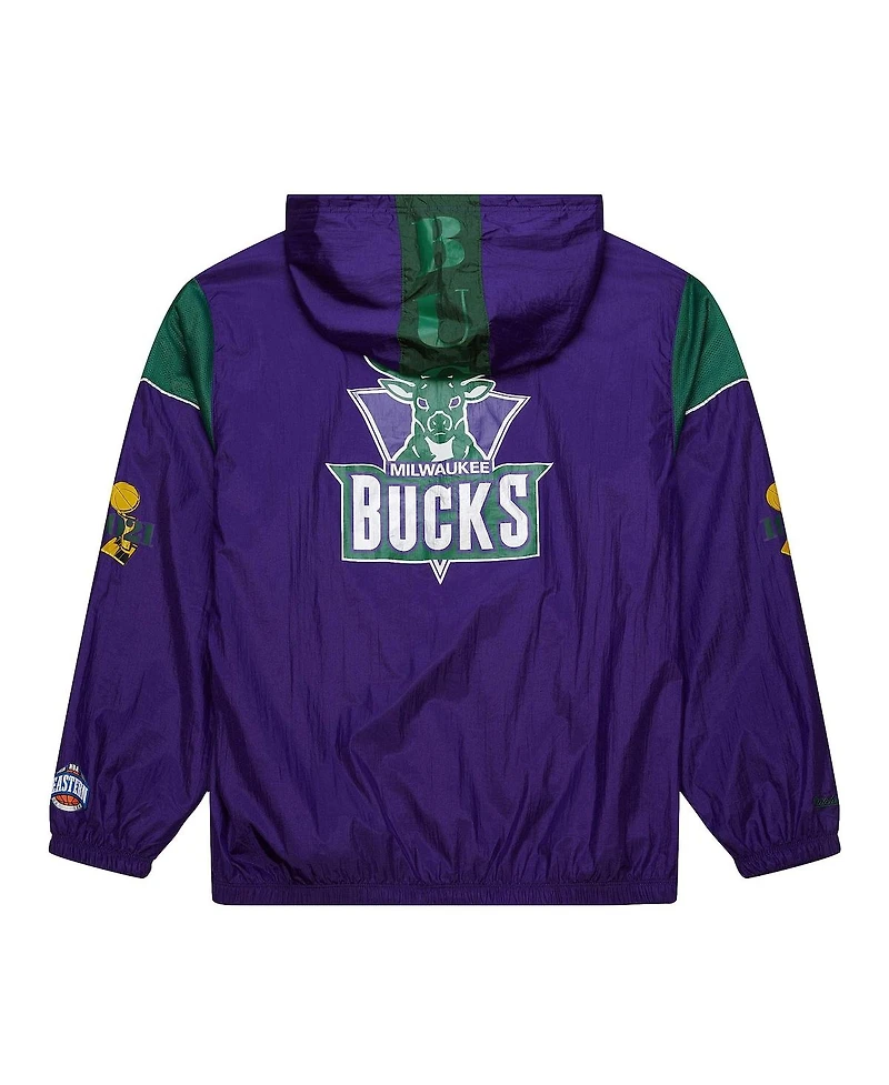 Mitchell & Ness Men's and Women's Purple Milwaukee Bucks Hardwood Classics Team Og 3.0 Anorak Half-Zip Windbreaker Jacket
