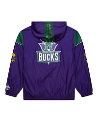 Mitchell & Ness Men's and Women's Purple Milwaukee Bucks Hardwood Classics Team Og 3.0 Anorak Half-Zip Windbreaker Jacket