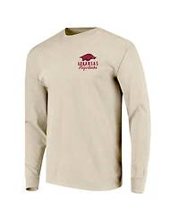 Image One Men's Natural Arkansas Razorbacks Comfort Colors Mascot Overlay Long Sleeve T-Shirt