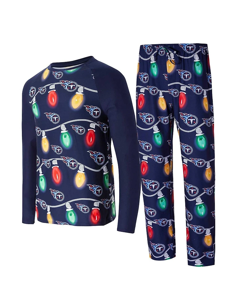 Concepts Sport Men's Navy Tennessee Titans Garland Knit Raglan Long Sleeve Top and Pants Set