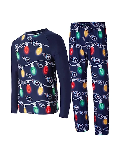 Concepts Sport Men's Navy Tennessee Titans Garland Knit Raglan Long Sleeve Top and Pants Set