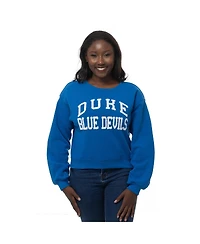 ZooZatz Women's Royal Duke Blue Devils Chenille Cropped Sweatshirt