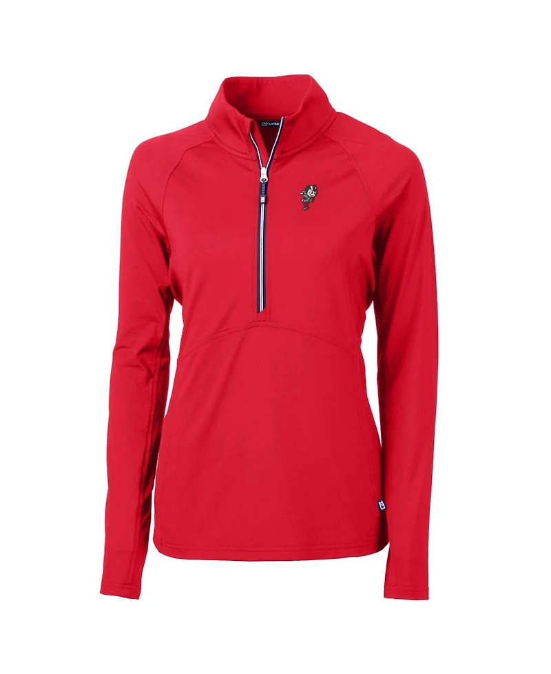 Cutter & Buck Women's Scarlet Ohio State Buckeyes Adapt Eco Knit Stretch Half-Zip Pullover Sweatshirt