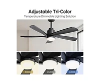 52-inch Modern Stylish 5-Blade Ceiling Fan with Remote Control and Light Source