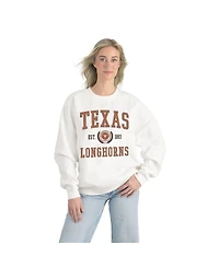 Gameday Couture Women's White Texas Longhorns Premium Fleece Drop Shoulder Oversized Pullover Sweatshirt