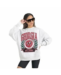 Gameday Couture Women's Gray Georgia Bulldogs Premium Fleece Drop Shoulder Oversized Pullover Sweatshirt