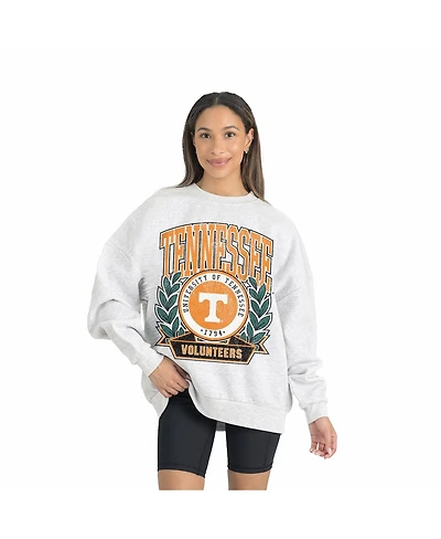 Gameday Couture Women's Gray Tennessee Volunteers Premium Fleece Drop Shoulder Oversized Pullover Sweatshirt