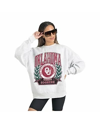 Gameday Couture Women's Gray Oklahoma Sooners Premium Fleece Drop Shoulder Oversized Pullover Sweatshirt