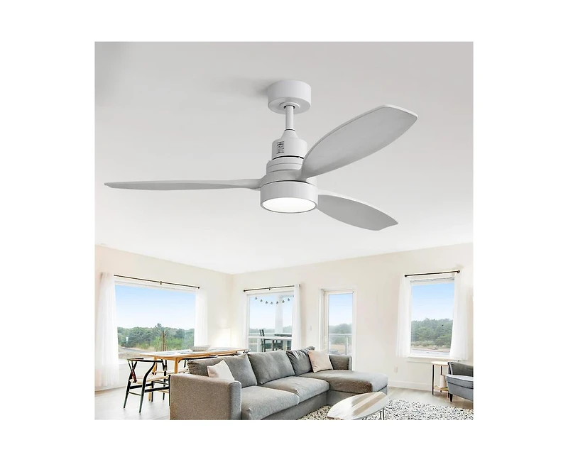 Sofucor 52-inch Simple and Grand Style White 3-Blade Ceiling Fan with Remote Control and Light Source