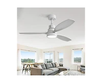 Sofucor 52-inch Simple and Grand Style White 3-Blade Ceiling Fan with Remote Control and Light Source