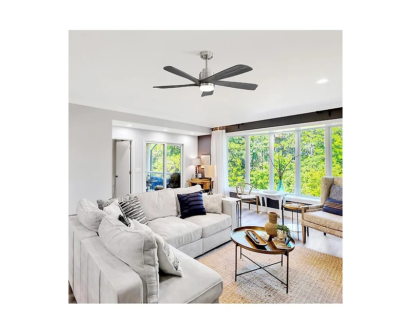 52-inch Modern Stylish Sand Nickel 5-Blade Ceiling Fan with Remote Control and Light Source