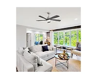52-inch Modern Stylish Sand Nickel 5-Blade Ceiling Fan with Remote Control and Light Source