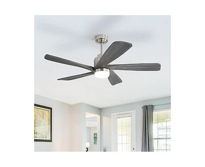 52-inch Modern Stylish Sand Nickel 5-Blade Ceiling Fan with Remote Control and Light Source