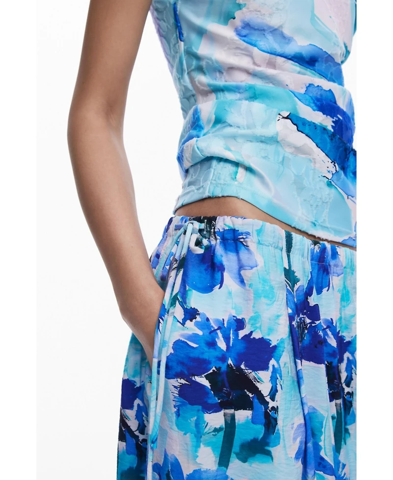 Desigual Women's Floral A-line midi skirt