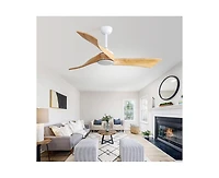 52-inch White Modern 3 Blades Ceiling Fan Light with Remote Control Support Six Speed Ajustable