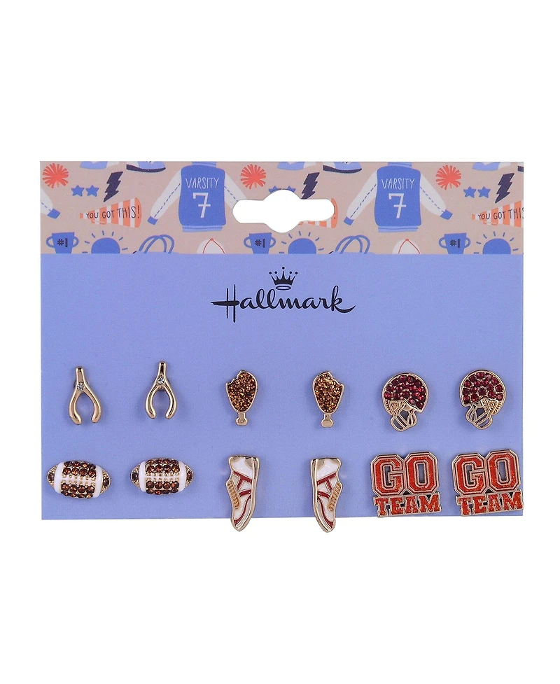 Hallmark Football Themed 6pk Stud Earring Set