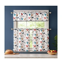 Kate Aurora 3 Piece Cafe Rod Pocket Autumn Country Rooster Kitchen Curtain Tier & Valance Set