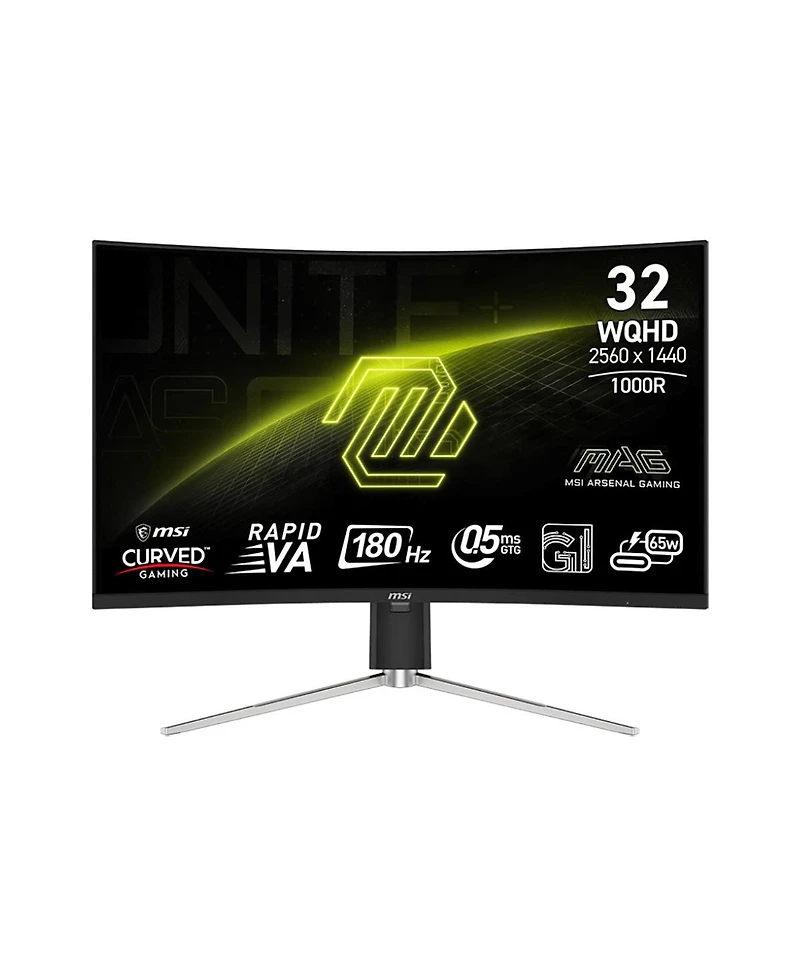 Msi Mag 325CQRF Qd E2 31.5" 16:9 Wqhd 180Hz Curved Va Led Hdr Gaming Monitor, Metallic Black