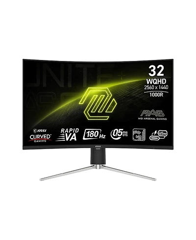Msi Mag 325CQRF Qd E2 31.5" 16:9 Wqhd 180Hz Curved Va Led Hdr Gaming Monitor, Metallic Black