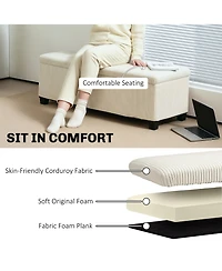 Homcom 44" Storage Ottoman Bench with Lid, Leg, Foot Rest,