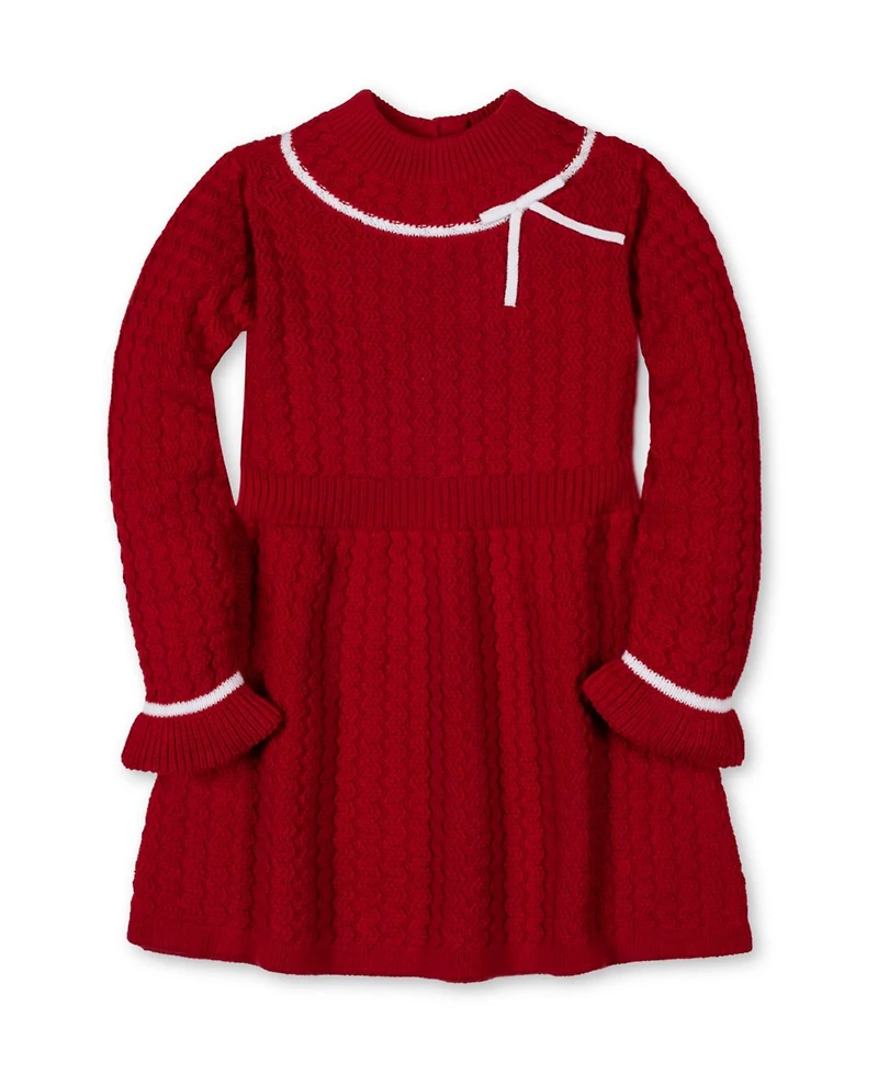 Hope & Henry Toddler Girls' Organic Mock Neck Ruffle Cuff Cable Sweater Dress