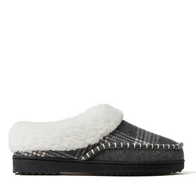 Dearfoams Women's Nyla Felted Plaid Moc Toe Clog Slippers