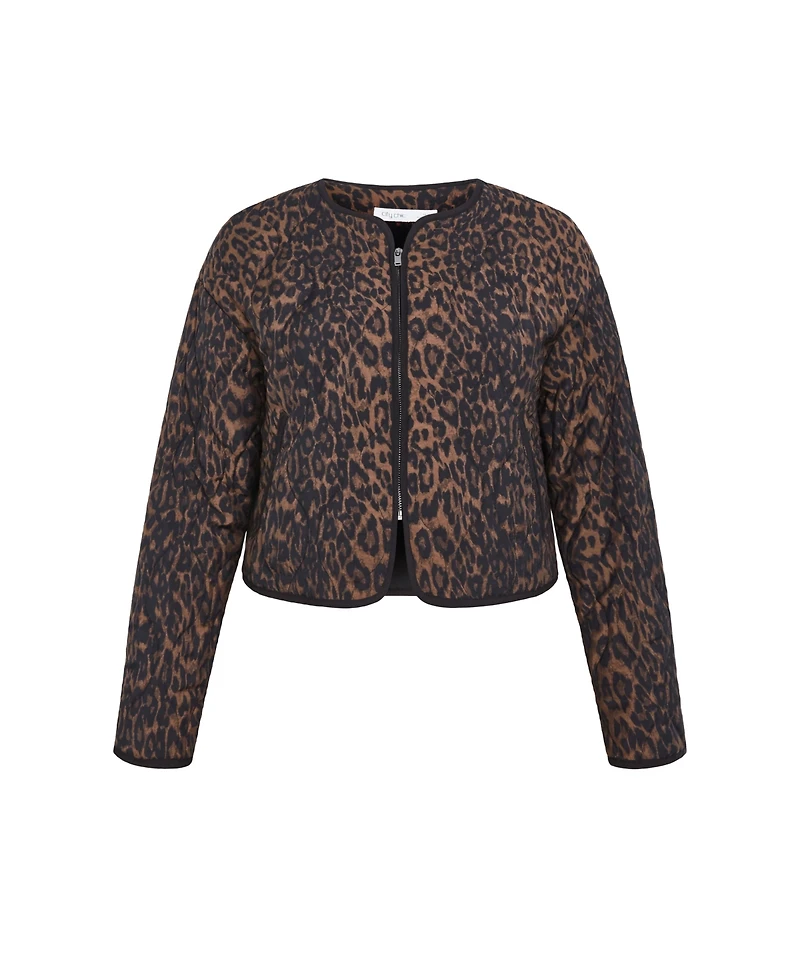 City Chic Women's Quilted Animal Print Jacket
