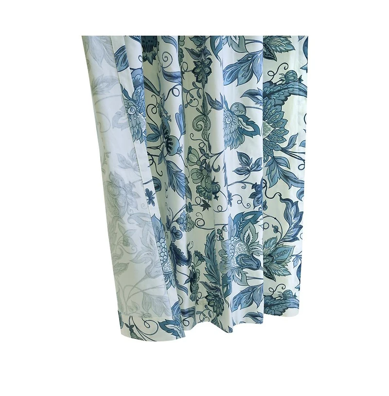 Habitat Jacobean Garden Jacobean Print Design Light Filtering Dual Header Curtain Panel 52" x 95" Blue