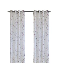 Habitat 100% Polyester Hazel Sheer Faux Linen Floral Grommet Curtain Panel 52" x 84" in Pink