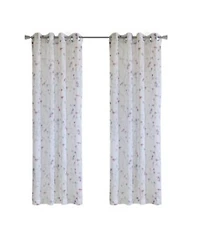 Habitat 100 Polyester Hazel Sheer Faux Linen Floral Grommet Curtain Panel 52 X22 X 84 X22 In Pink