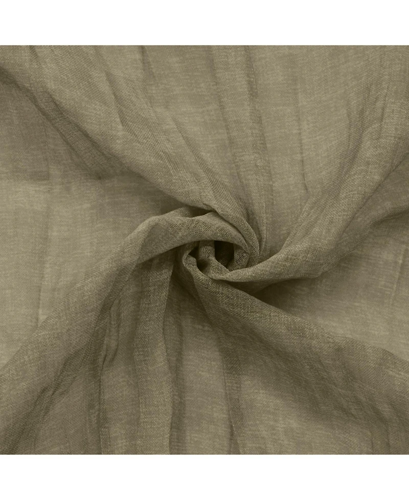 Habitat 100% Polyester Paloma Sheer Broomstick Crushed Solid Dual Header Curtain Panel 52" x 108" Khaki