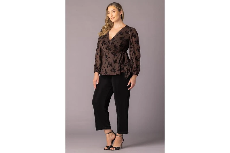 Kiyonna Plus Alissa Long Sleeve Mesh Wrap Top