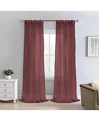 Habitat 100% Polyester Paloma Sheer Broomstick Crushed Solid Dual Header Curtain Panel 52" x 84