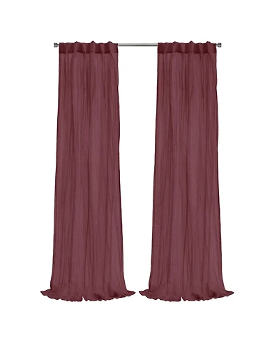 Habitat 100% Polyester Paloma Sheer Broomstick Crushed Solid Dual Header Curtain Panel 52" x 95