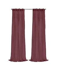 Habitat 100 Polyester Paloma Sheer Broomstick Crushed Solid Dual Header Curtain Panel 52 X22 X X22