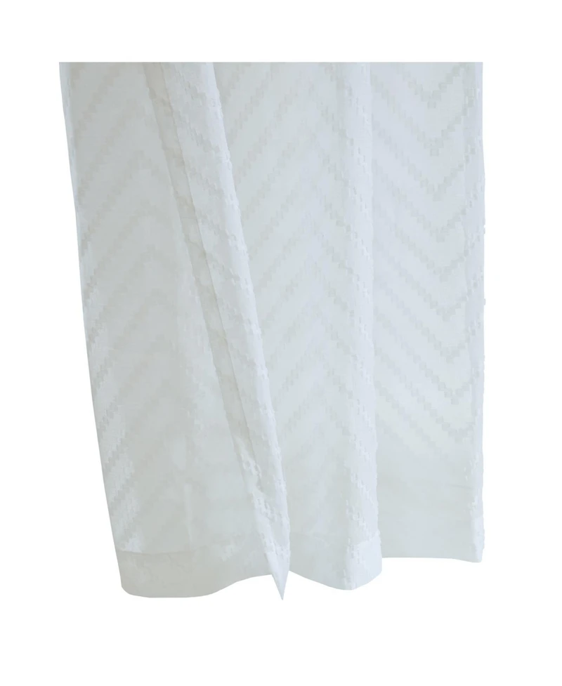 Habitat 100% Polyester Regina Sheer Chevron Delightful Textured Grommet Curtain Panel 52" x 63" White