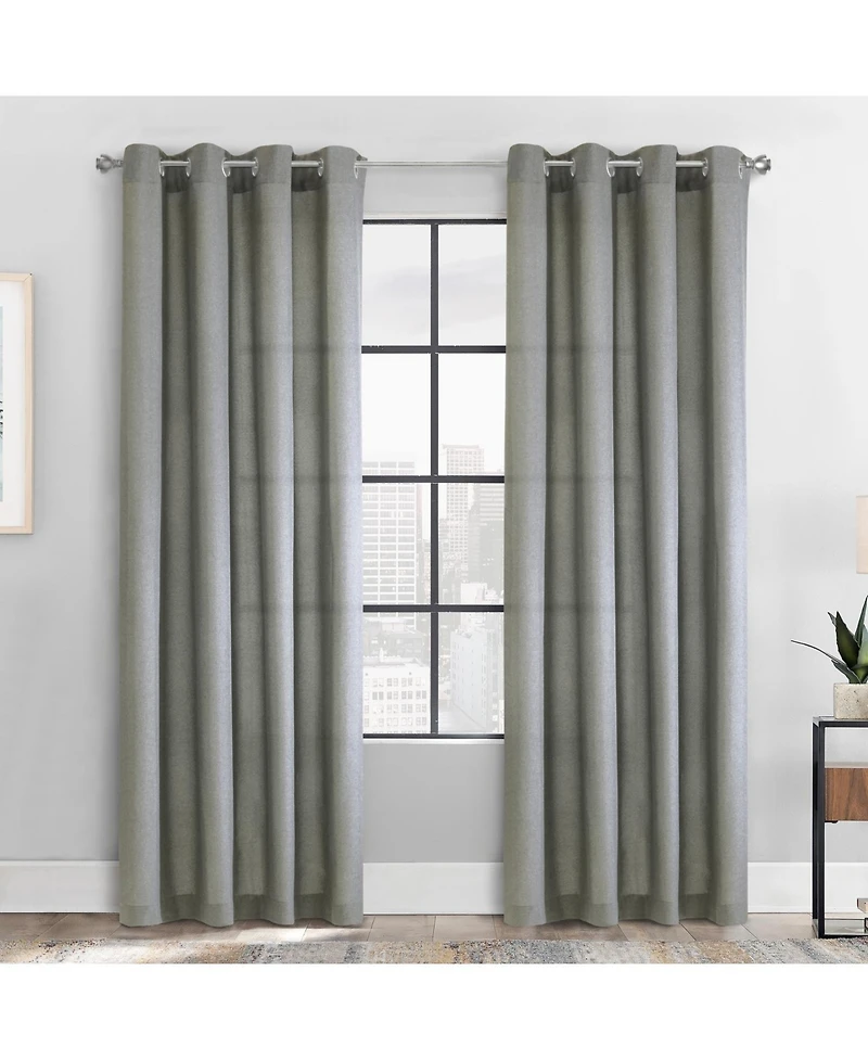 Habitat 100% Polyester Milo Light Faux Linen Solid Filtering Grommet Curtain Panel 52" x 95" Grey