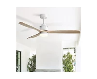 Sofucor 60-inch Modern Minimalist Style White 3-Blade Ceiling Fan with Led Light, Remote Control and Timing Function