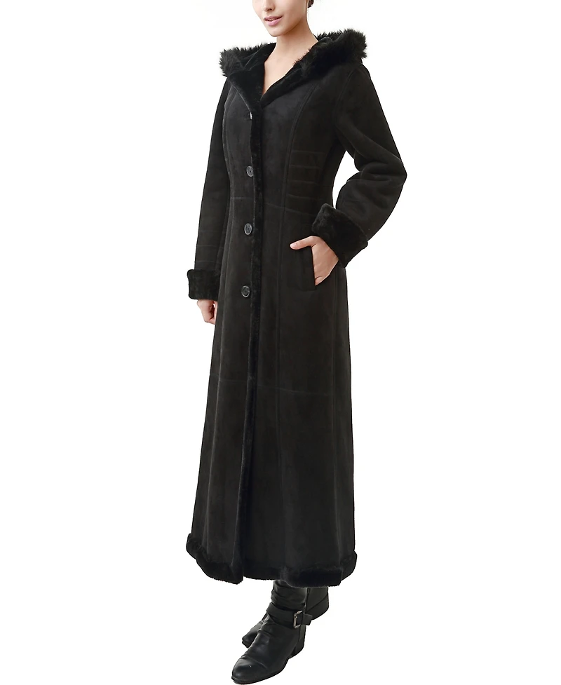 Bgsd Women's Gianna Hooded Faux Shearling Long Coat