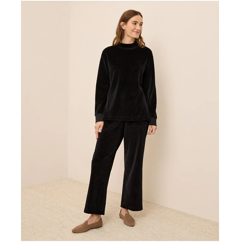 Pact Women's Organic Cotton Velour Mock Neck Pullover