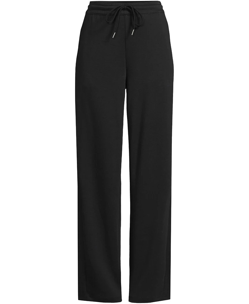Lands' End Women's Sport Knit High Rise Pull On Relaxed Straight Leg Pants