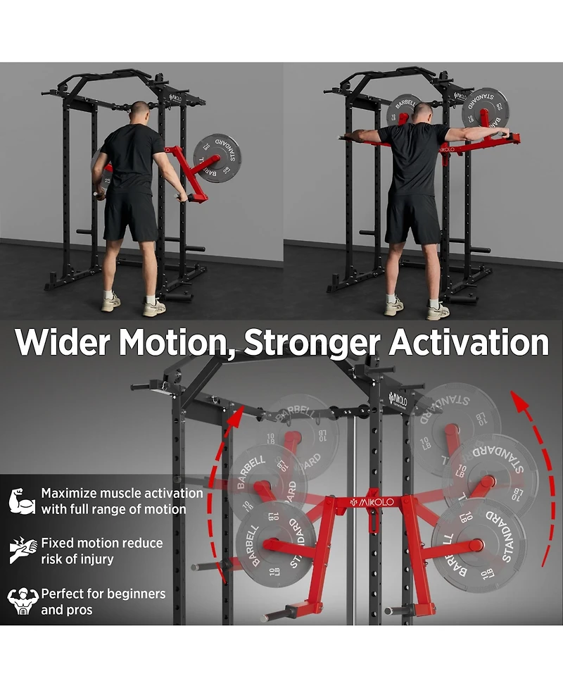 Mikolo Lateral Raise Machine for Squat Rack - Deltoid Trainer with 1" Hole Compatibility