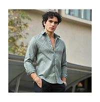 Campus Sutra Men's Sage Green Shard-Tactile Shirt
