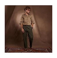 Campus Sutra Men's Peanut Brown Flora-Textured Shirt