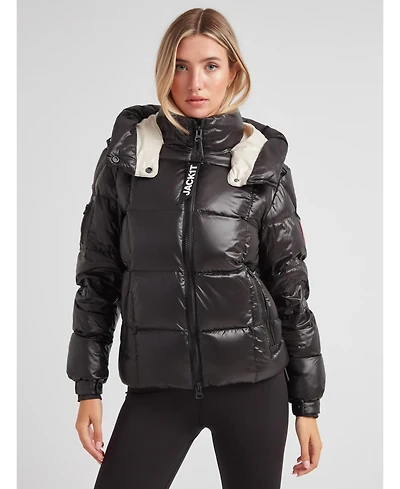 JACK1T Women's Ez Boxed Racer Hooded Puffer Coat