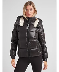 JACK1T Women's Ez Boxed Racer Hooded Puffer Coat