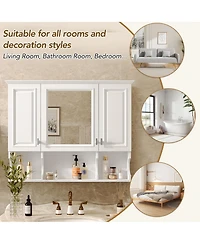 Airsurfer 35 x 28 Wall Mounted Bathroom Medicine Cabinet Modern Bathroom Wall Cabinet with Mirror and Open Shelves Mirror Cabinet for Bathroom Storage