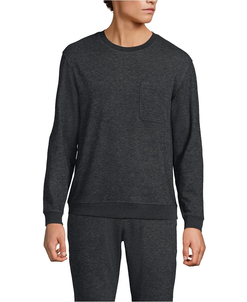 Lands' End Men's Long Sleeve Brush Back Crew